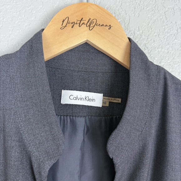 Calvin Klein Cap Sleeve Wrap Dress, Charcoal Gray 10 - EUC, Sheath, Midi, V Neck - Picture 3 of 10